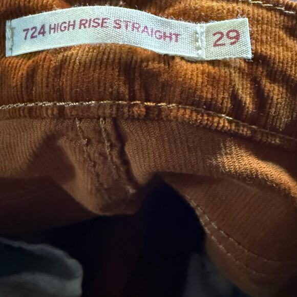 Levi's 724 High Rise Button Fly Corduroy Jeans, Copper Orange, Women's Size 29 - Picture 6 of 7